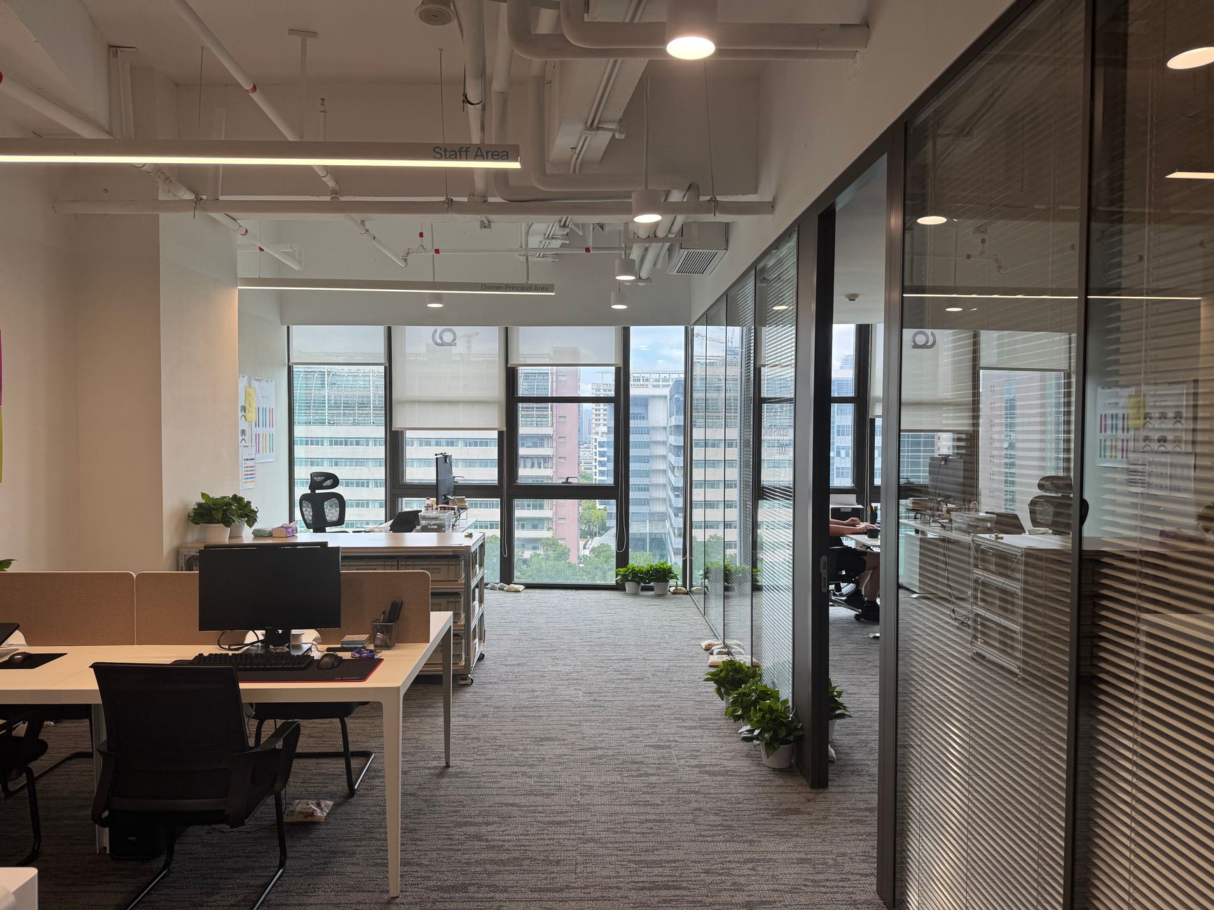 modern open space office with large windows
